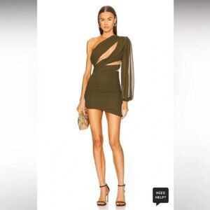NEW Michael Costello X Revolve Size Small S Mai Mini Dress NWT Olive Green